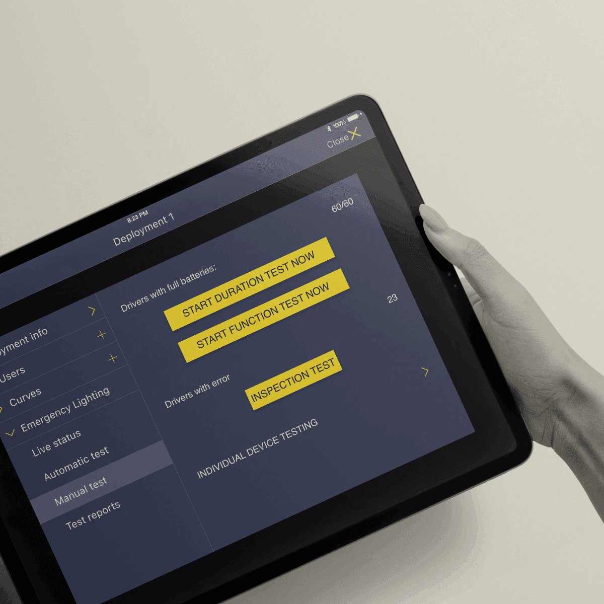 HaasCONNECT PRO Manual test running screen